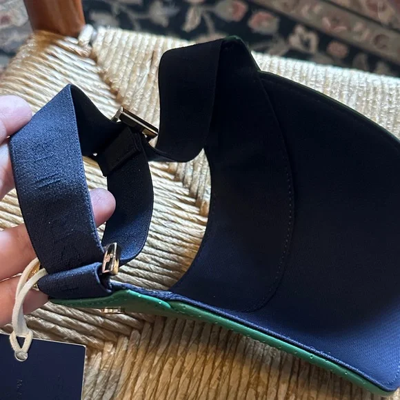 Fenix sportier Green Perforated Italian leather Visor Hat with gold hardware - Picture 9 of 11